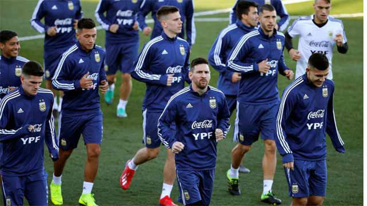 Messi, protagonista del primer entrenamiento de Argentina en Madrid