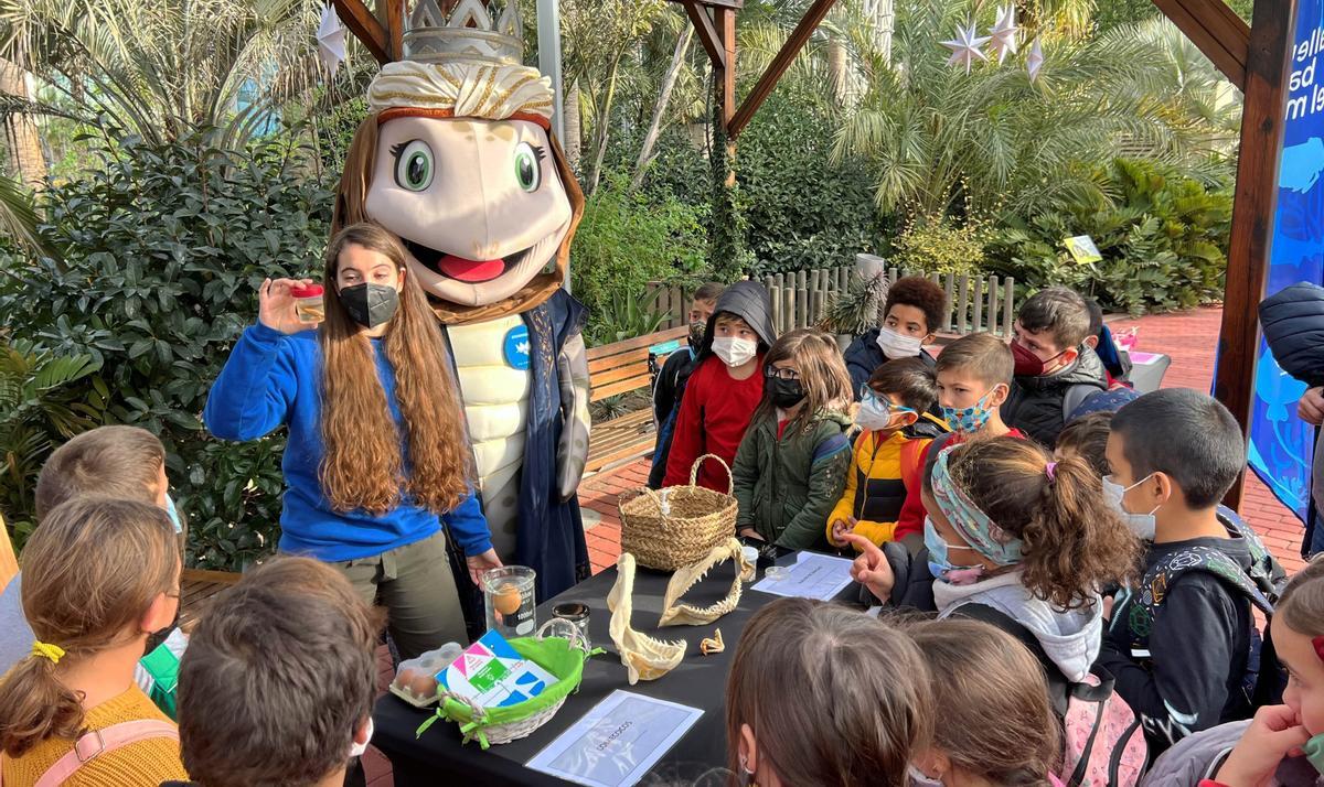 Niños y niñas asisten al taller ‘Huevos de Navidad’ de Oceanogràfic.