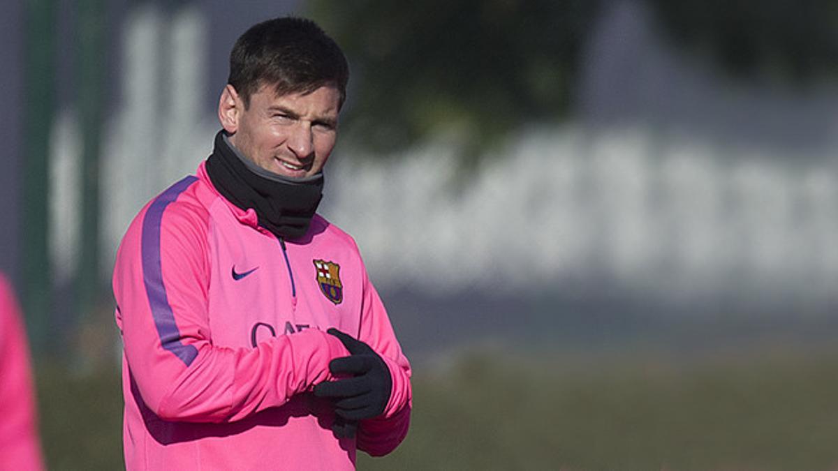 Leo Messi, durante un entrenamiento en la ciudad deportiva de Sant Joan Despí