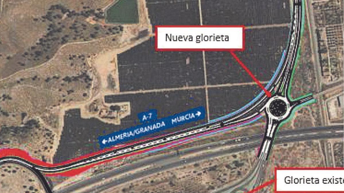 Mapa del plan para mejorar la seguridad entre la A-7 y la N-344.