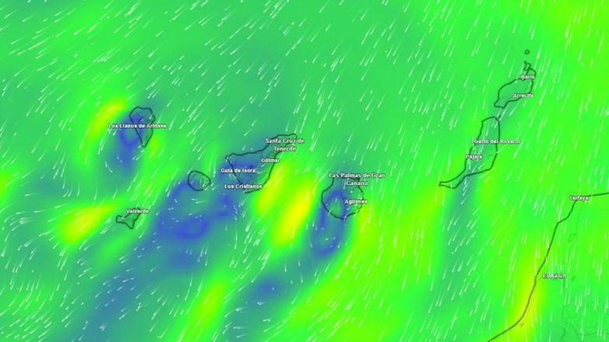 Mapa atmosférico de Canarias para el sábado, 16 de mayo