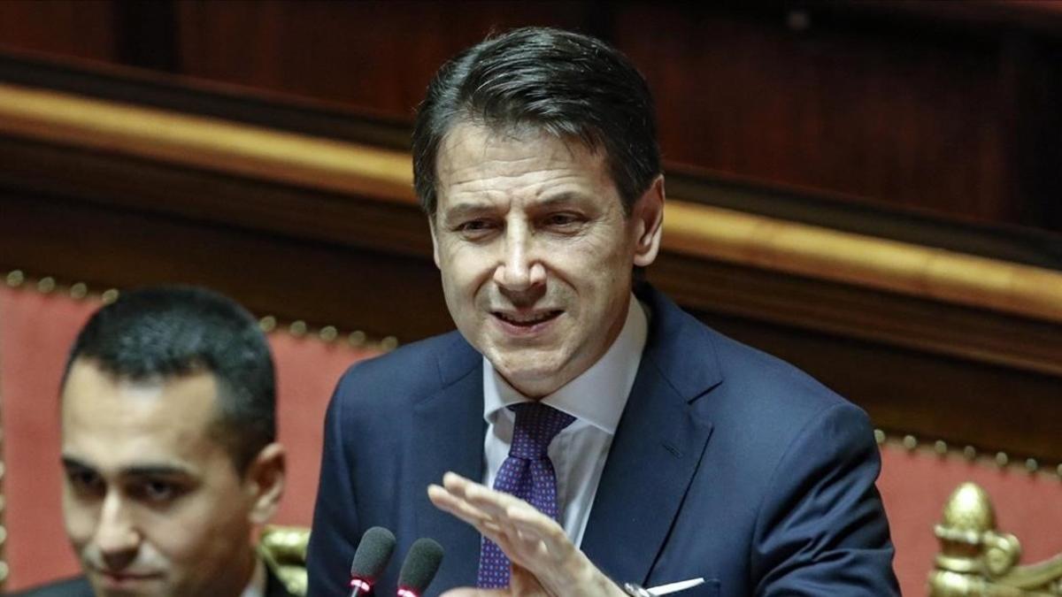 Giuseppe Conte en el Senado.