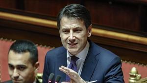 Giuseppe Conte en el Senado.