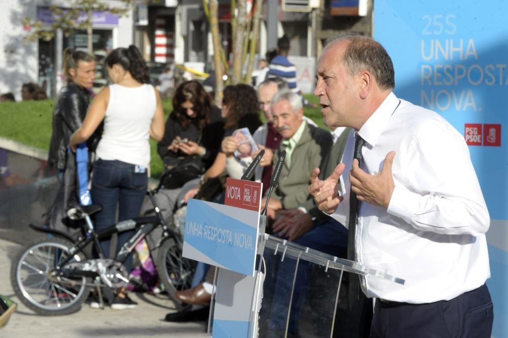 25S | Mitin del candidato del PSdeG, Xoaquín Fernández Leiceaga, en As Conchiñas