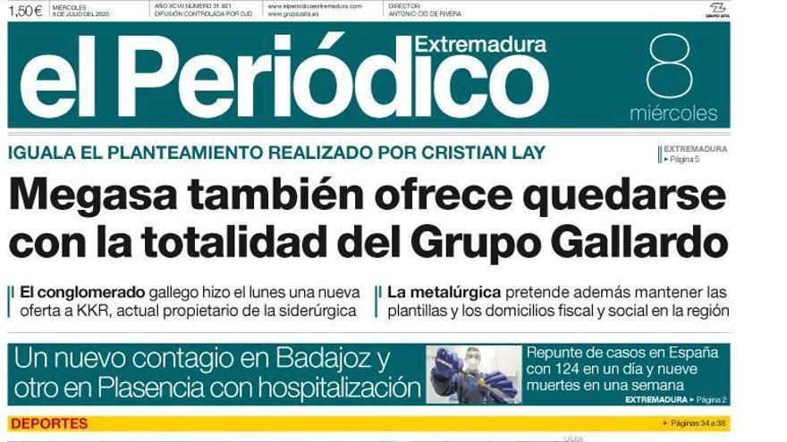 Esta es la portada de EL PERIÓDICO EXTREMADURA correspondiente al día 8 de julio del 2020