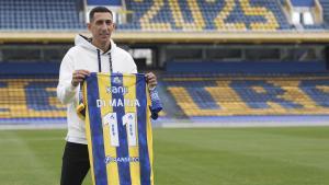 Di María, en su presentación este lunes con Rosario Central