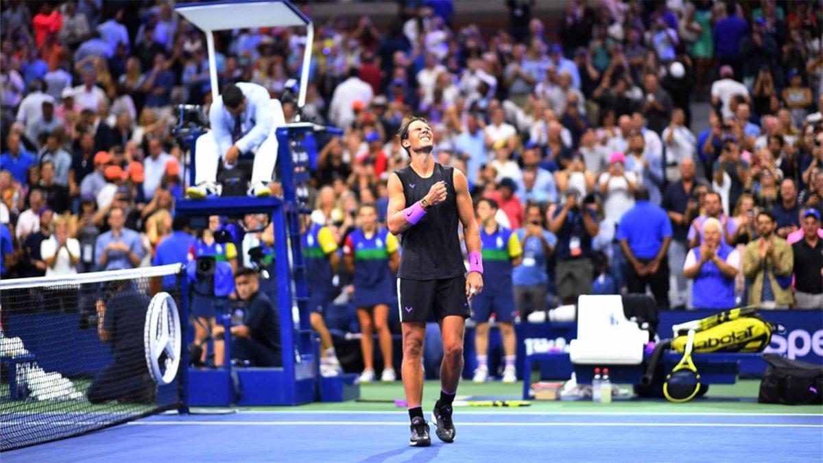 Nadal celebrando su épico título en Nueva York