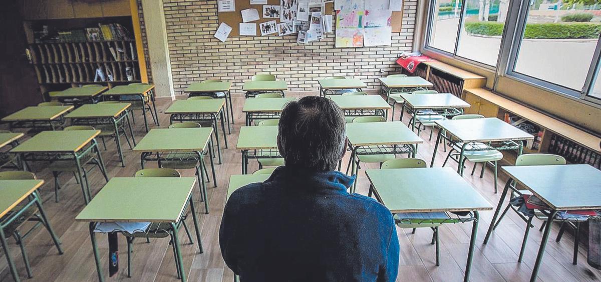 Un profesor "quemado", en un aula de un instituto.