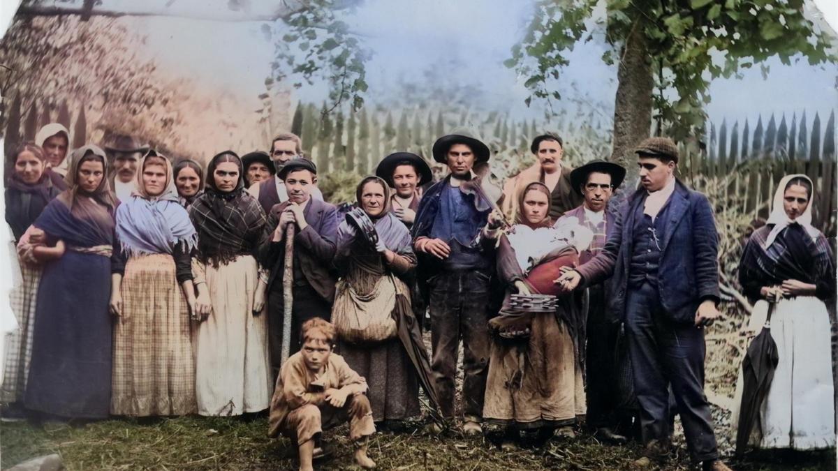 Foto realizada por José Prieto Guerra cara a 1890 na romaría de San Campio de Santo Ourente de Entíns (Outes).