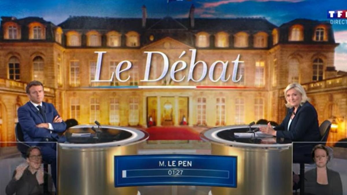 Macron y Le Pen durante su debate electoral.