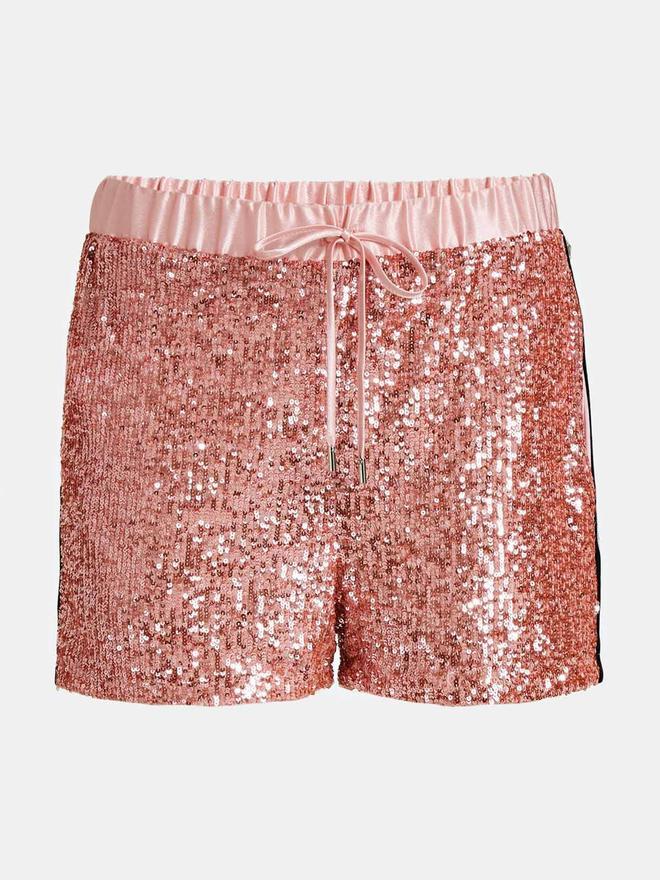 Shorts con cinta y lentejuelas rosas de Guess