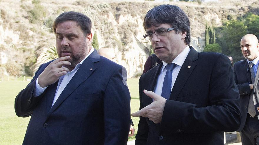 Junqueras y Puigdemont, este domingo.