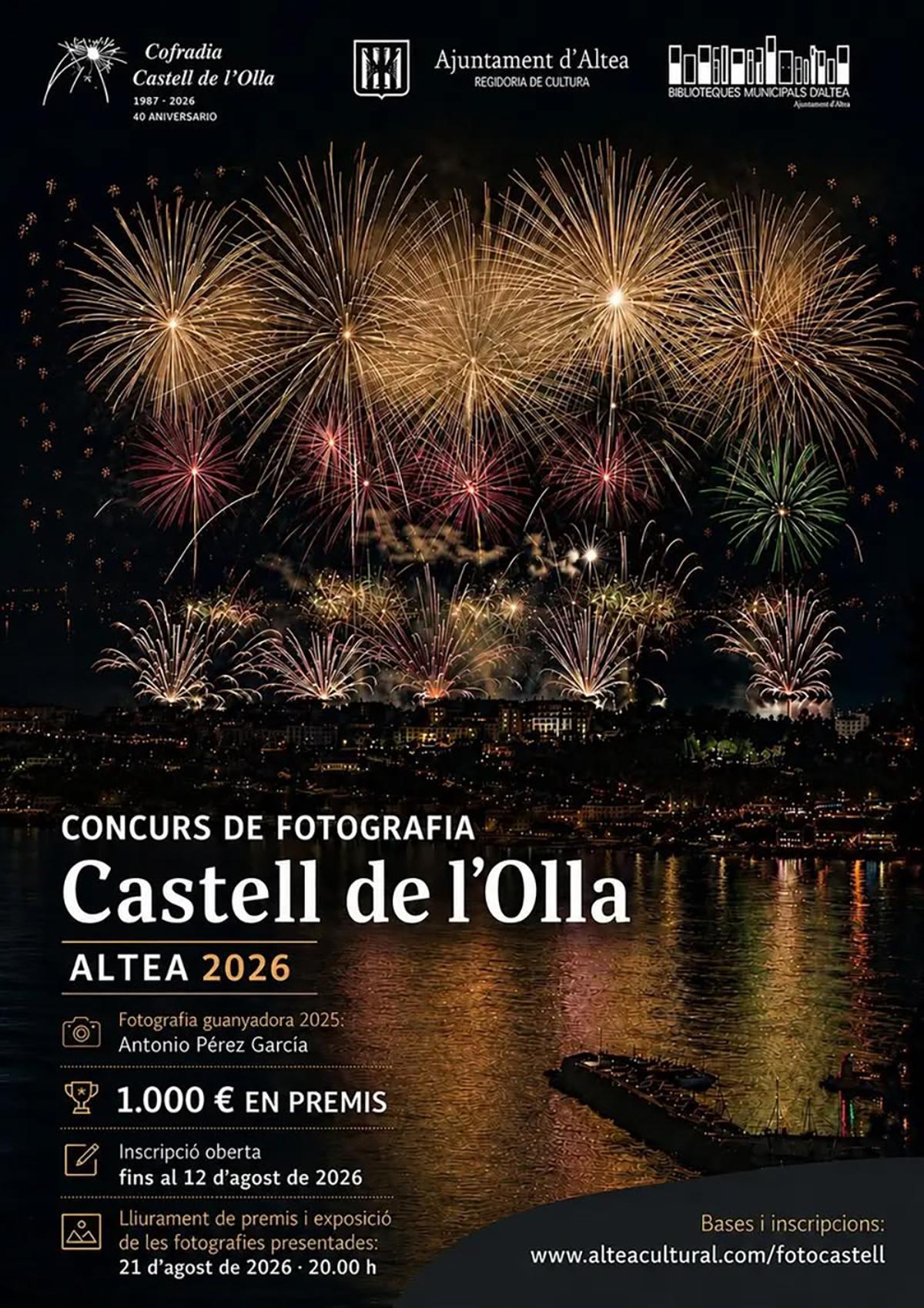 Cartel anuncidor del concurso de fotografía sobre el Castell de l'Olla 2026.
