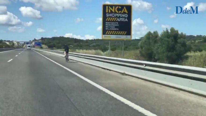 Un ciclista cazado en la autopista de Inca