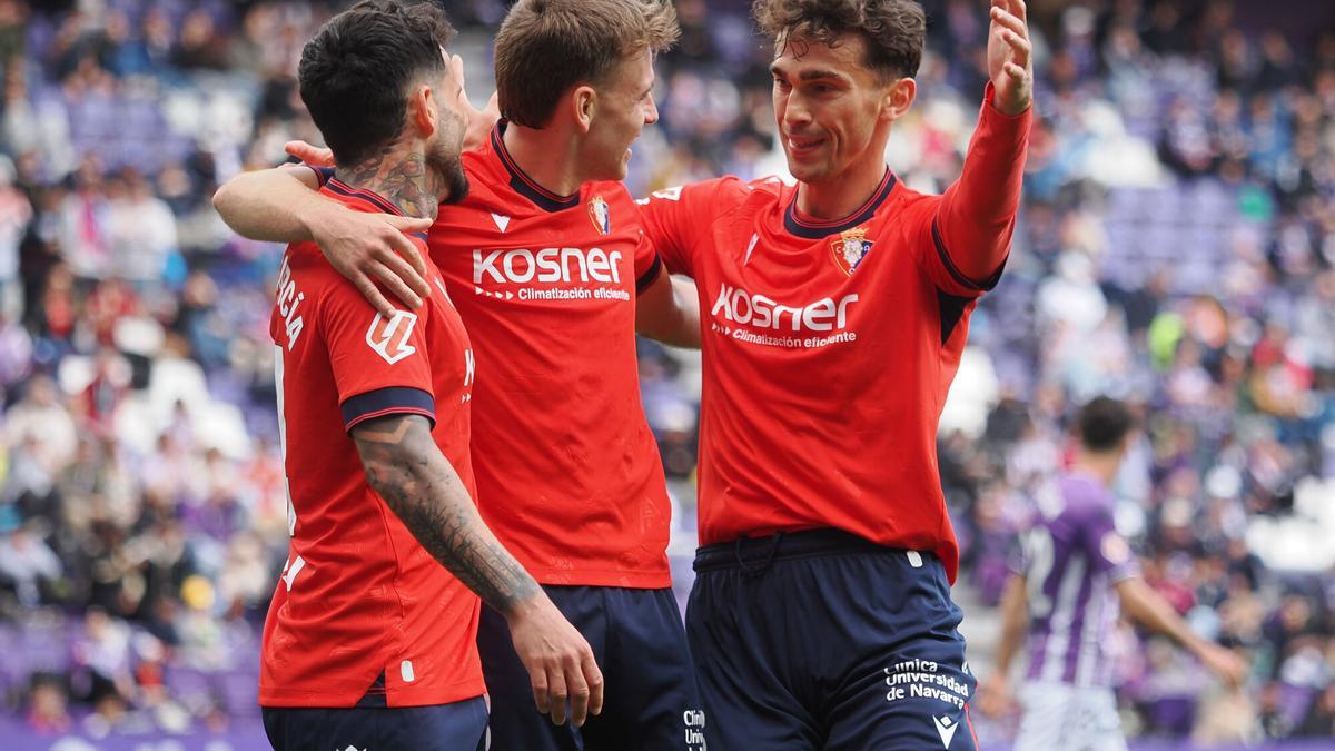 Osasuna celebra uno de sus goles en Pucela.