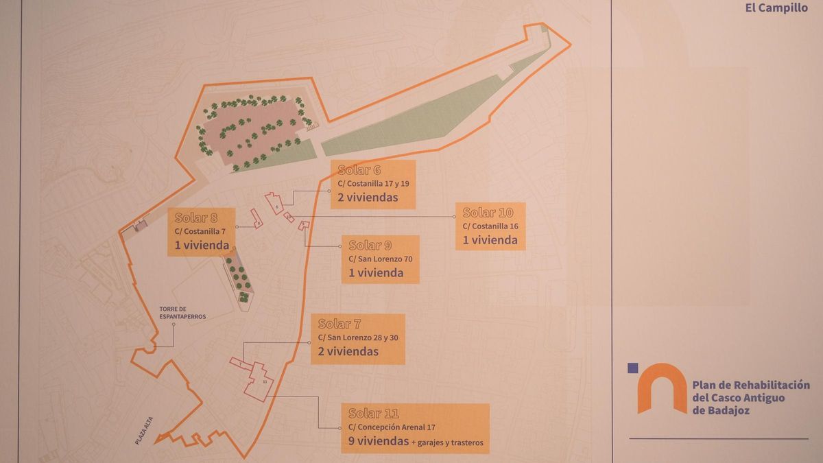 Plano con la ubicación de las viviendas que Inmuba ha puesto en venta en El Campillo.