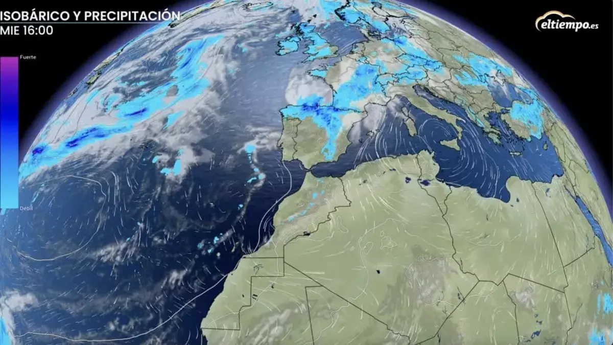 Mapa de previsión del miércoles