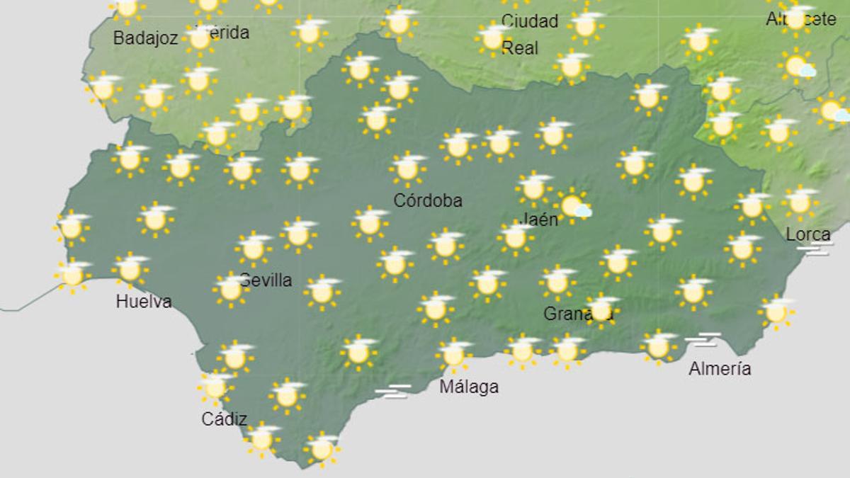 Previsión del tiempo para este lunes en Andalucía.
