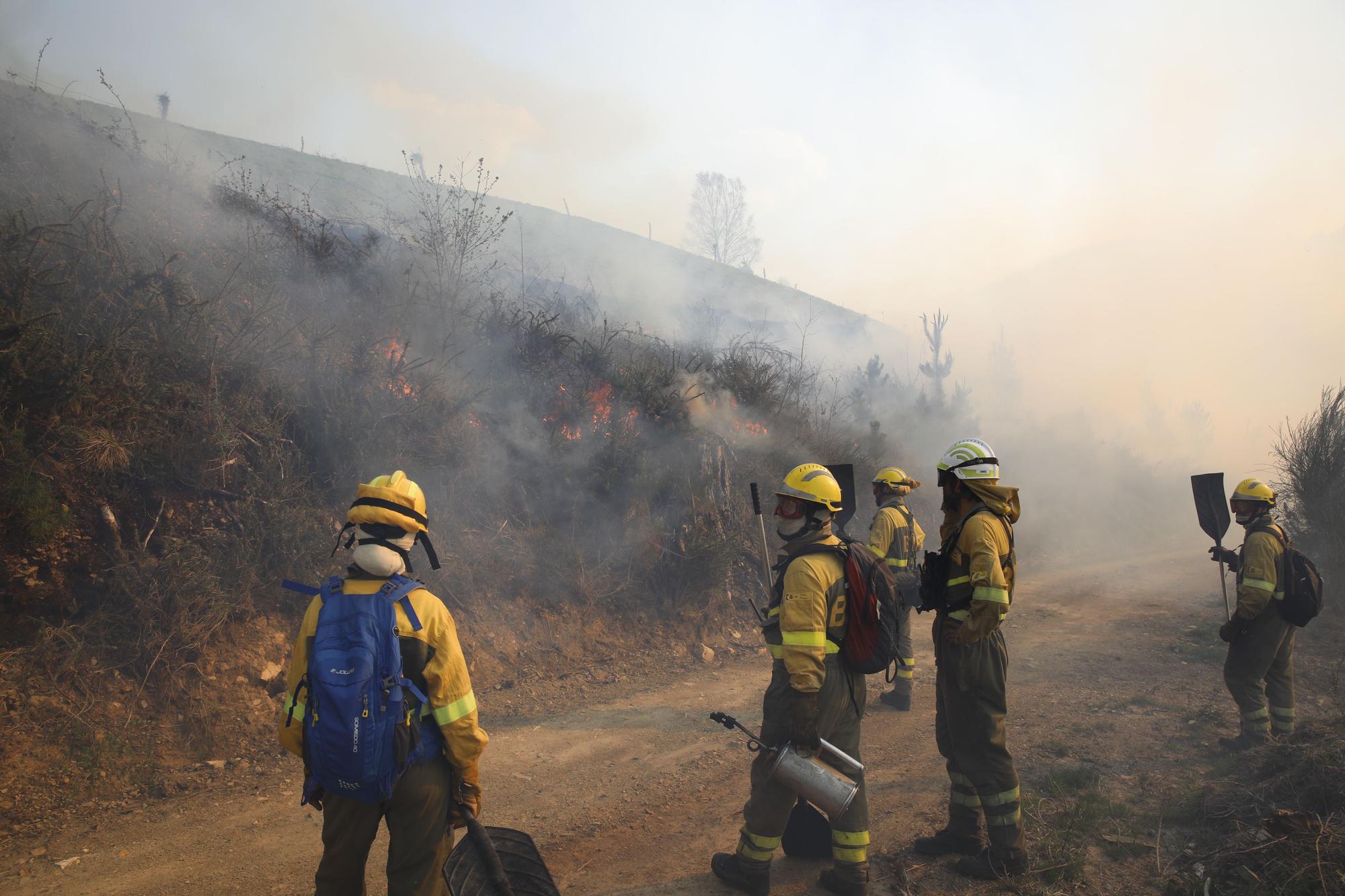 Las imágenes del preocupante incendio en Tineo