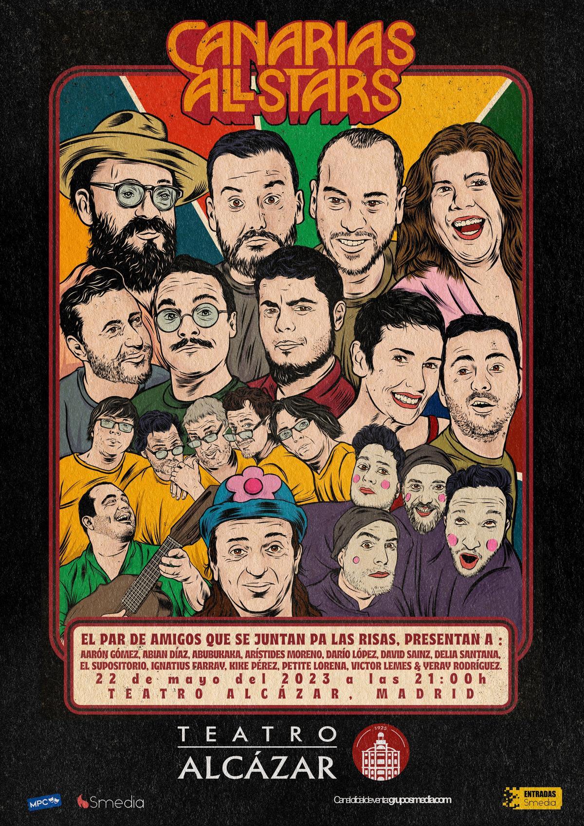 Cartel del espectáculo Canarias All Stars, del artista Chirrikenstein.