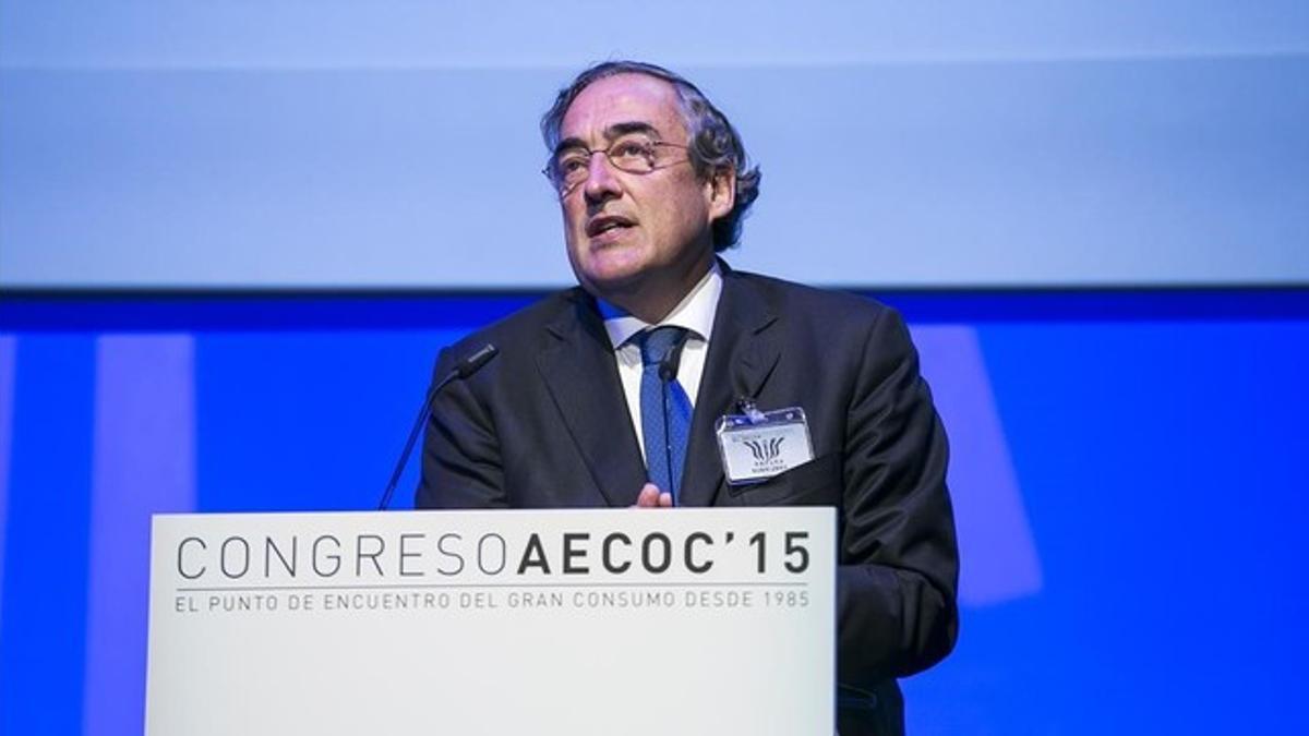 Juan Rosell, presidente de la patronal CEOE, en el congreso de AECOC