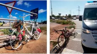 Dos ciclistas y un coche chocan en la rotonda de Castelló donde ya murió un guardia civil en bici hace 5 meses