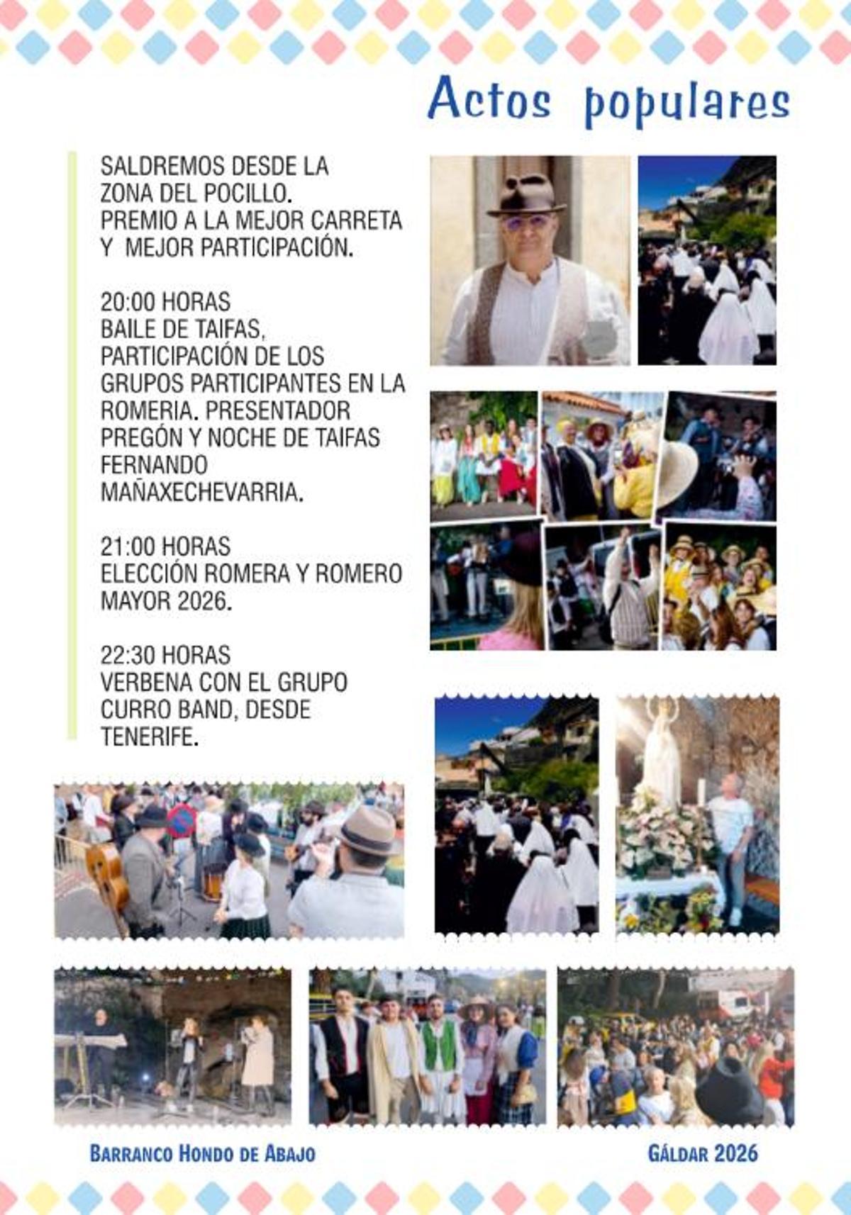 Programa del sábado de Barranco Hondo de Abajo.