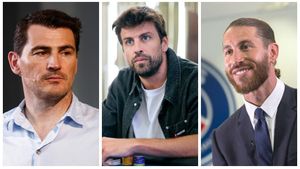Los futbolistas Iker Casillas, Gerard Piqué y Sergio Ramos
