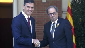 Reunión entre Pedro Sánchez y Quim Torra en la Moncloa, el 9 de julio del 2018.