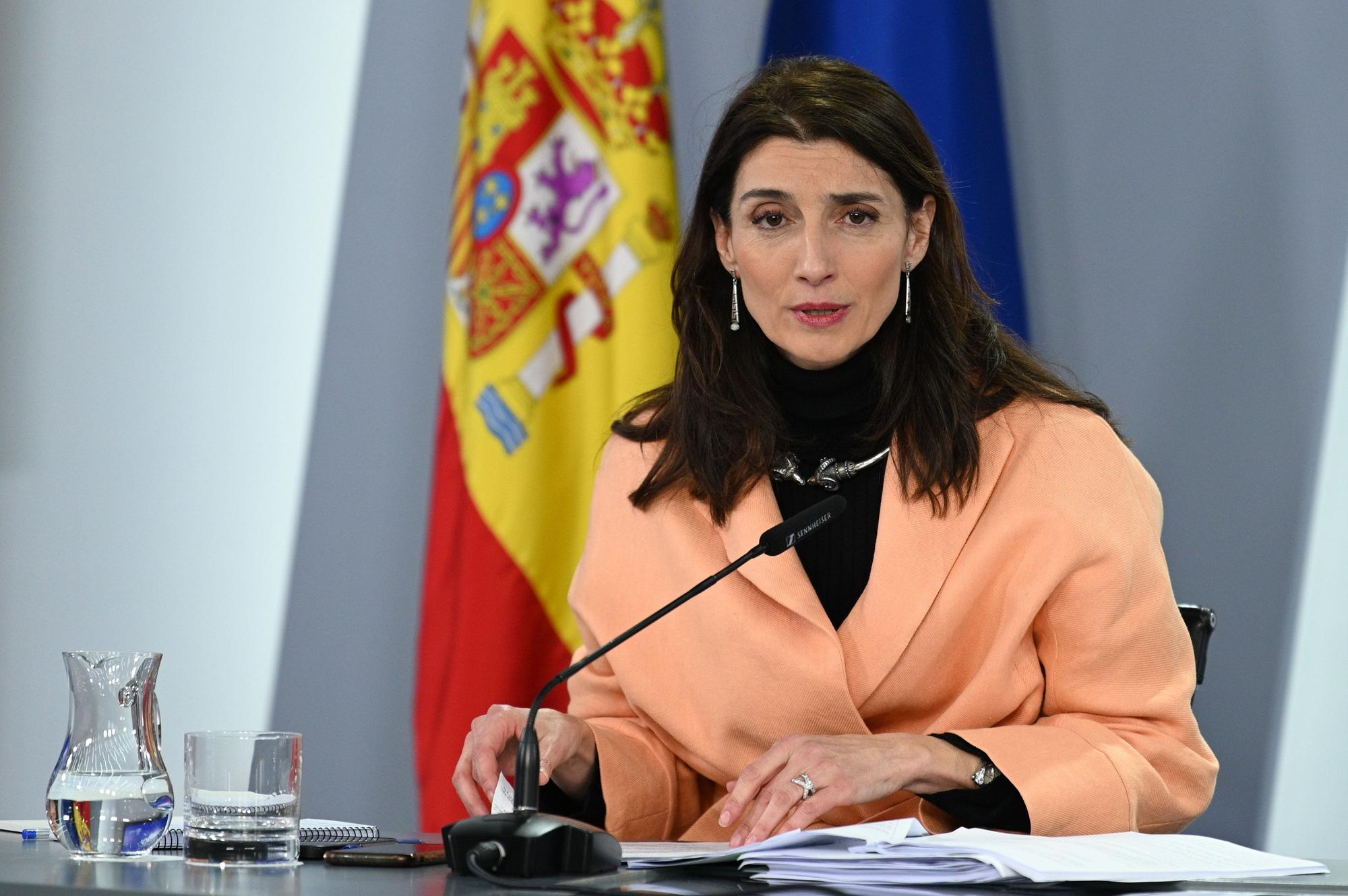 La ministra de Justícia, Pilar Llop, en la roda de premsa posterior al Consell de Ministres