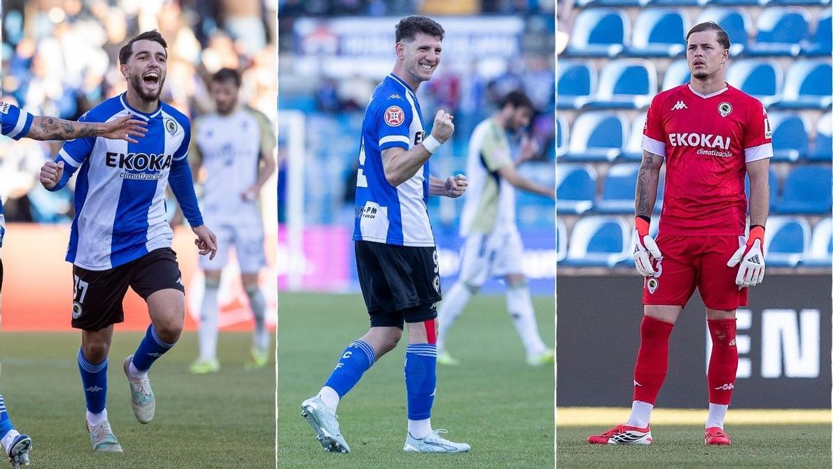 Mehdi Puch, Alberto Toril y Alessandro Blazic, este domingo en el Hércules-Marbella.