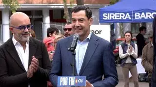 Juanma Moreno trata de conquistar el voto de los andaluces en Cataluña para el PP: "Necesitamos recuperar la concordia"