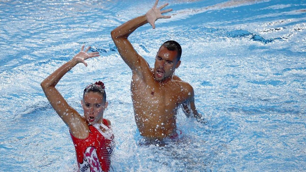 Berta Ferreras y Pau Ribes, durante su actuación en el Mundial