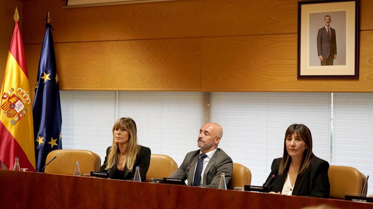 Begoña Gómez, esposa de Pedro Sánchez, durante su comparecencia en la Asamblea de Madrid.