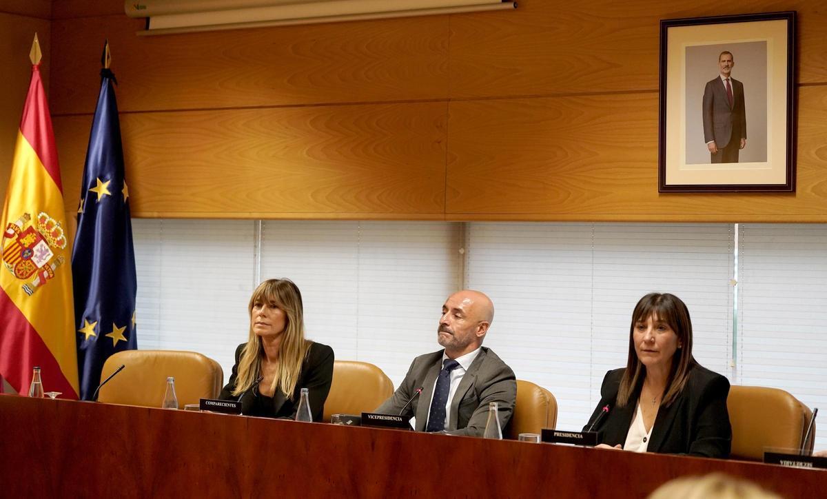 Begoña Gómez, esposa de Pedro Sánchez, durante su comparecencia en la Asamblea de Madrid.