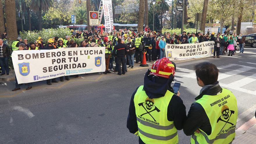 Uno de los actos de protesta de los bomberos.