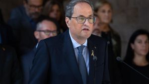 14/10/2019 El president de la Generalitat de Catalunya, Quim Torra, hace una declaraciÃ³n institucional tras conocerse la sentencia del Tribunal Supremo (TS) sobre el proceso independentista catalÃ¡n del 1-O, en el Palau de la Generalitat, Barcelona (Cataluna, EspaÃ±a), a 14 de octubre de 2019.