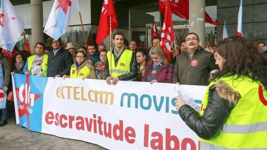 Protesta de trabajadores coruñeses de Extel