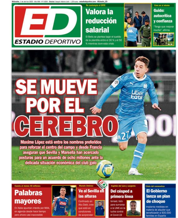 Portada ESTADIO DEPORTIVO miércoles 1 abril 2020