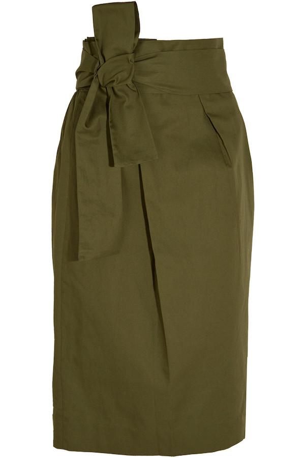Falda midi: Falda de talle alto con cinturón anudado, de J.Crew, 116 euros