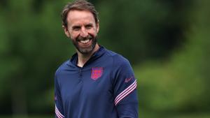 Southgate, en el entrenamiento previo de la selección inglesa a la final de Wembley.