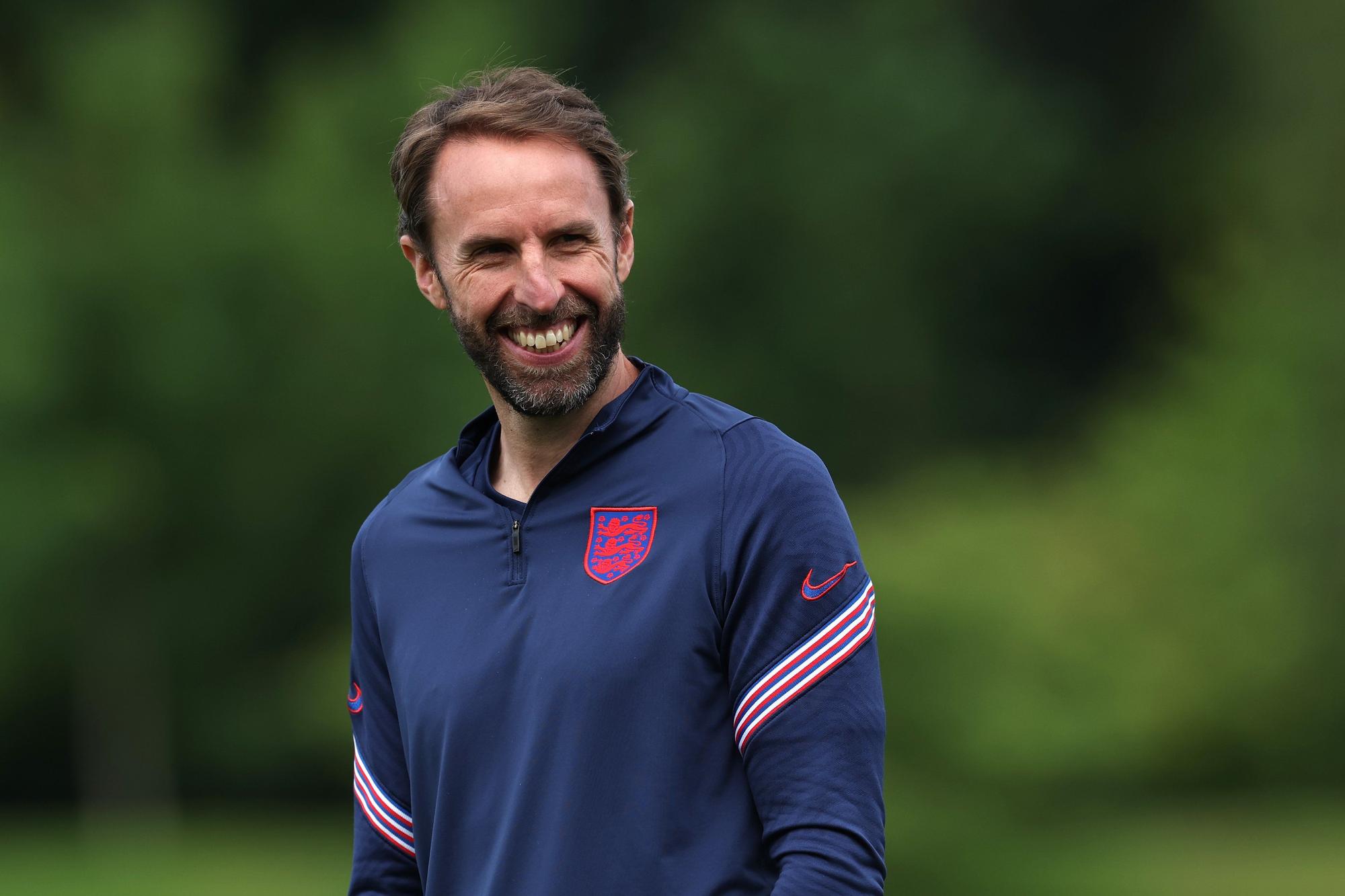 Southgate, en el entrenamiento previo de la selección inglesa a la final de Wembley.