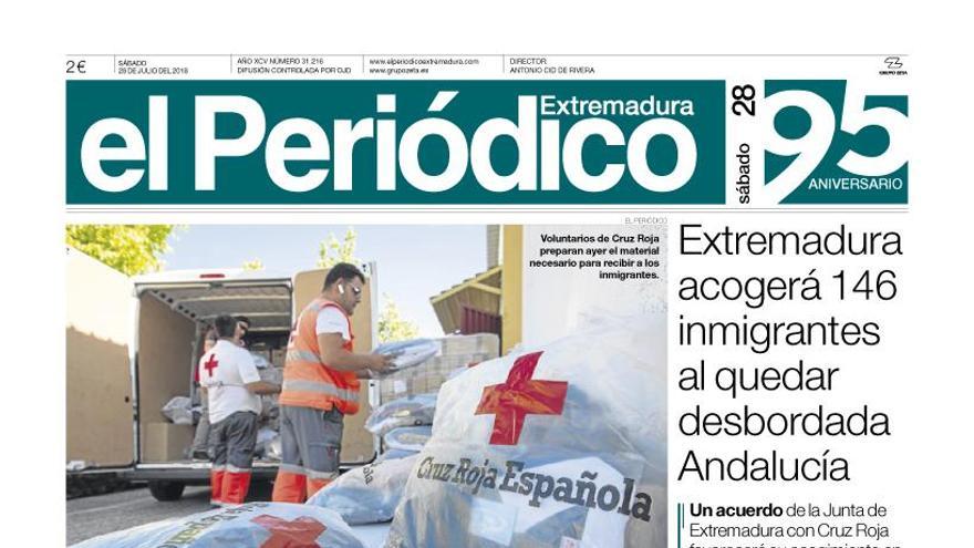 Esta es la portada de EL PERIÓDICO EXTREMADURA correspondiente al día 28 de Julio del 2018