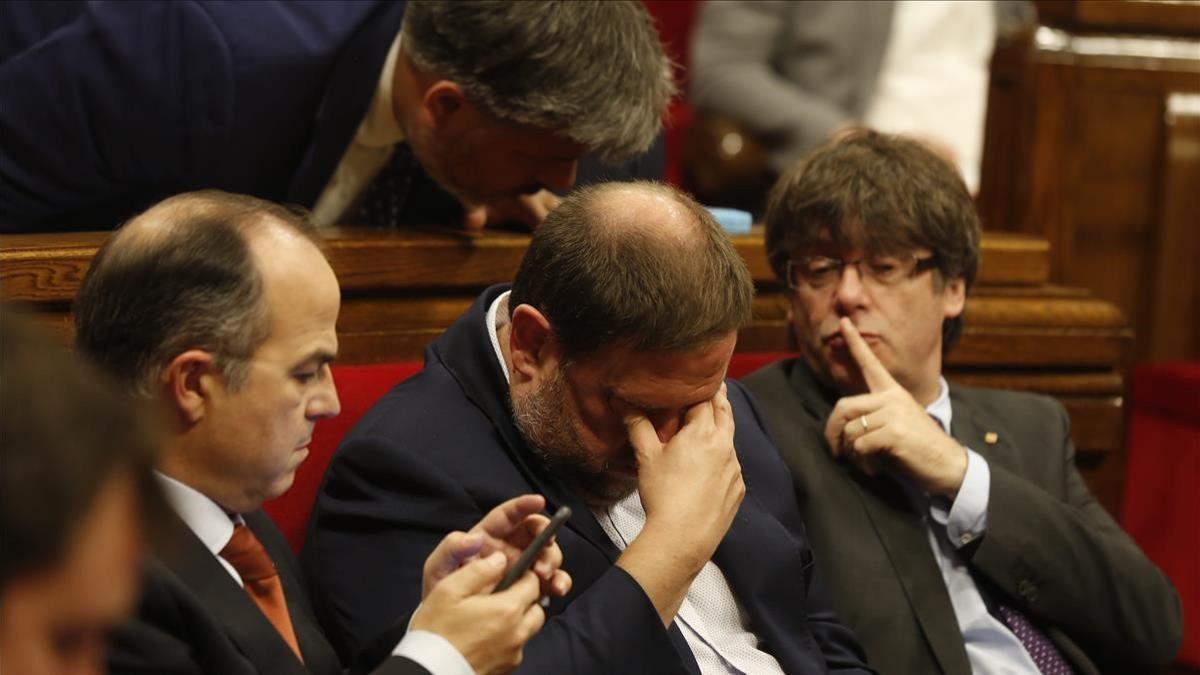 Carles Puigdemont, Oriol Junqueras y Jordi Turull