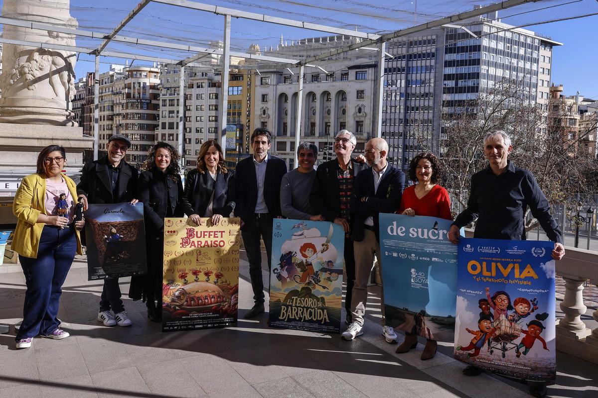 Candidatos valencianos a los Goya, con la alcaldesa, en foto de archivo.