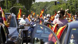 Aspecto de la manifestación convocada por Vox para protestar por la gestión de la pandemia por parte del Gobierno, el pasado 23 de mayo en Madrid.