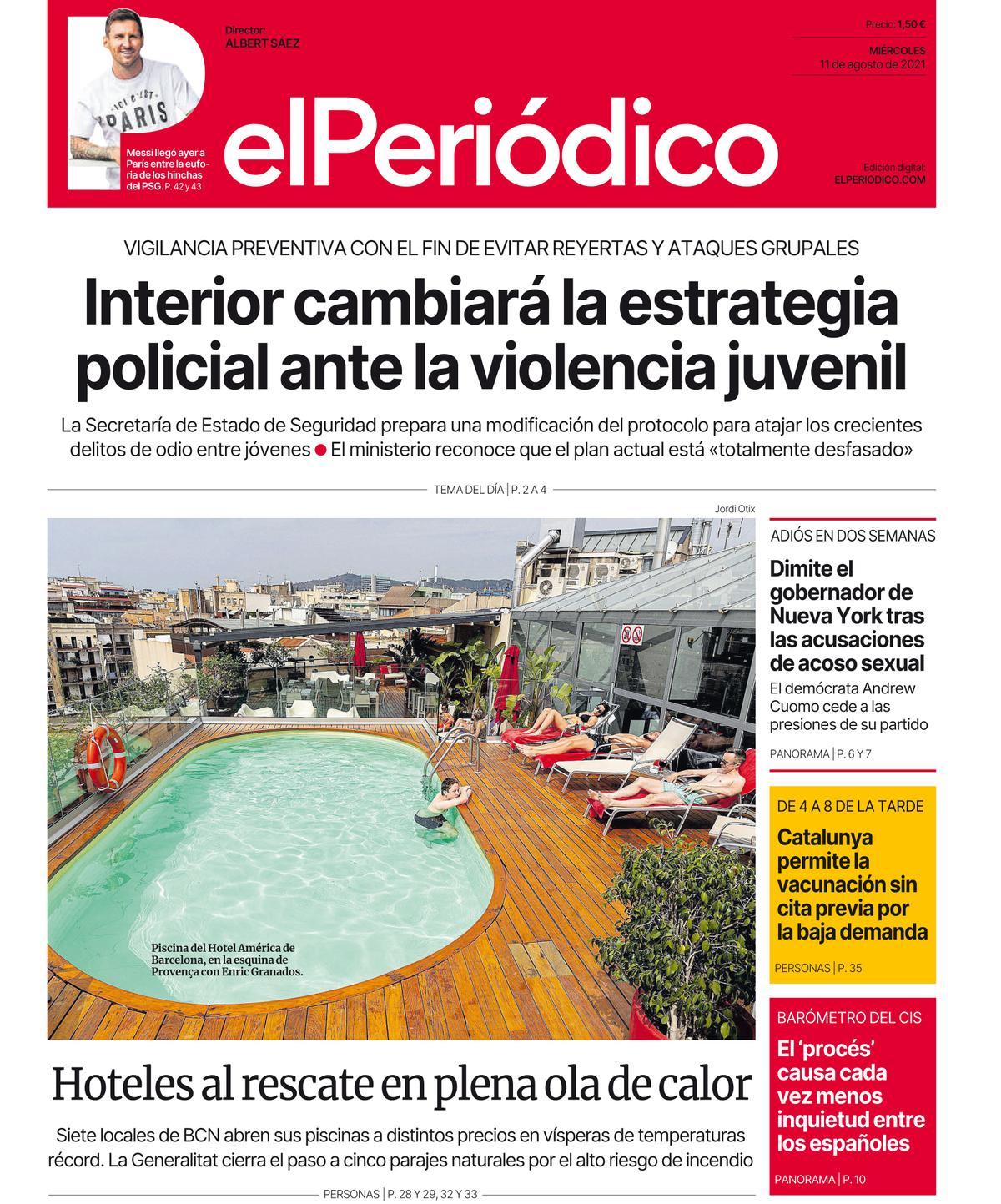La portada d’EL PERIÓDICO de l’11 d’agost del 2021