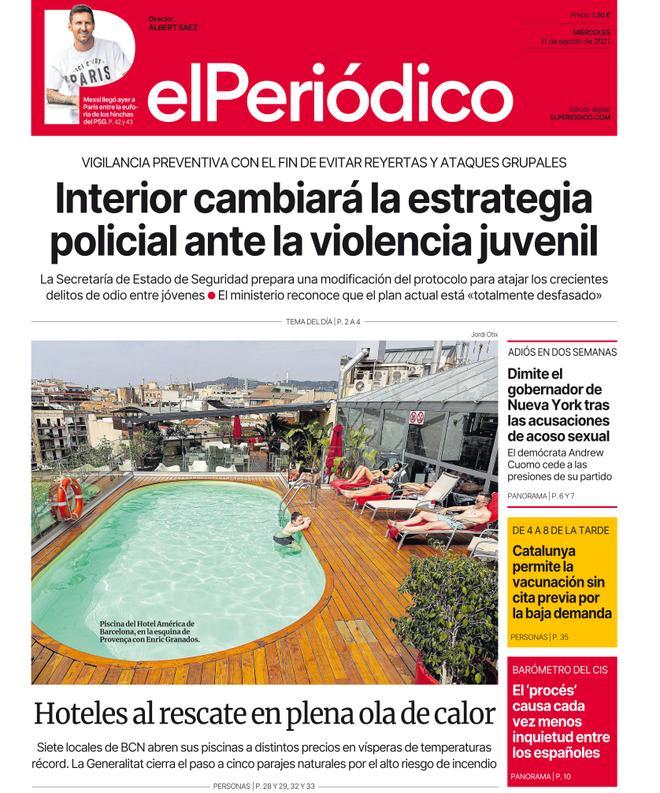 La portada d’EL PERIÓDICO de l’11 d’agost del 2021