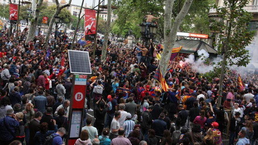 L&#039;eufòria blaugrana a Canaletes.