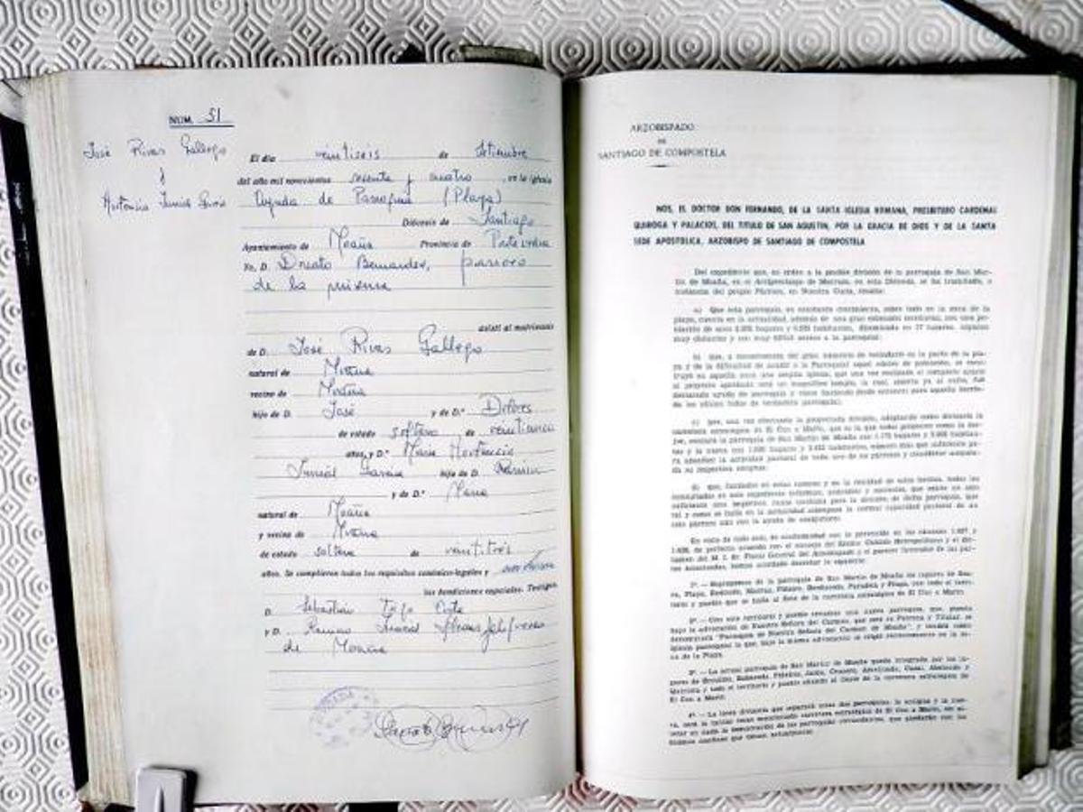 Acta da división parroquial de 1964.